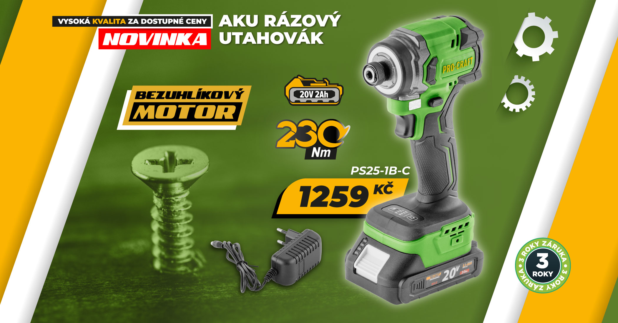 Aku rázový utahovák Procraft PS25